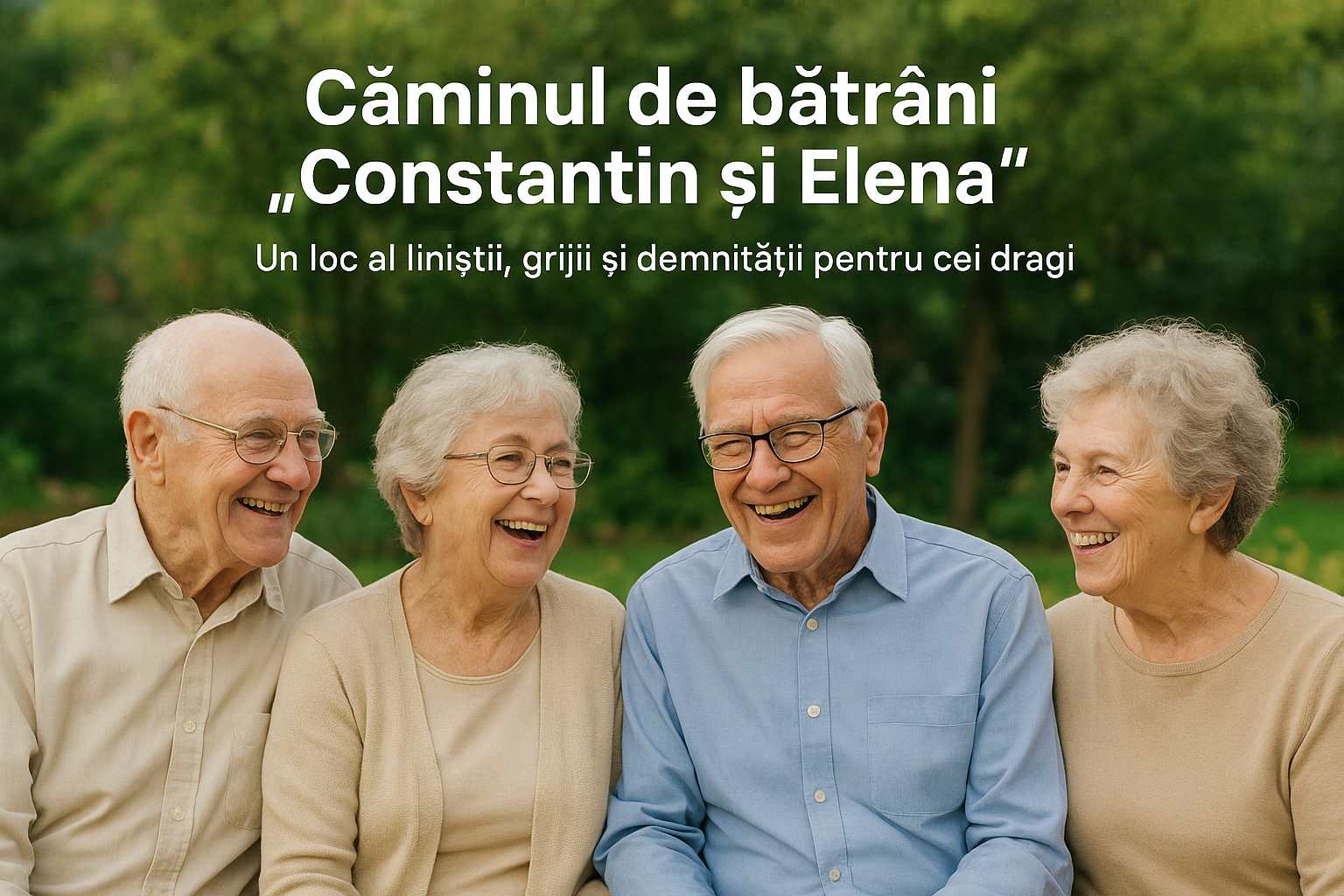 Seniori fericiți într-un cămin de bătrâni